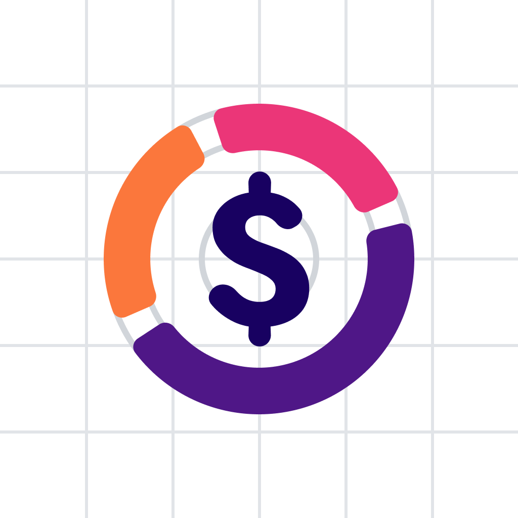 Budget Ally dollar-sign and donut mark aligned to a construction grid
