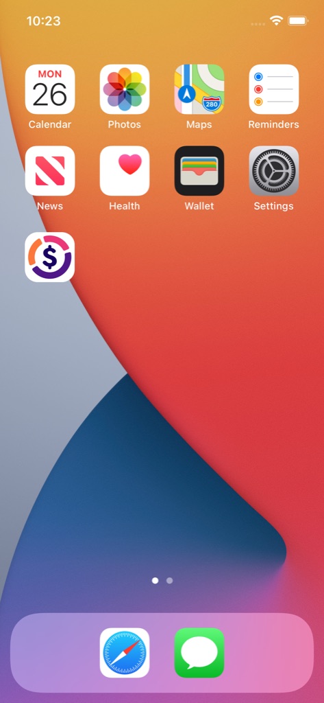 Budget Ally app icon shown among other apps on an iPhone home screen